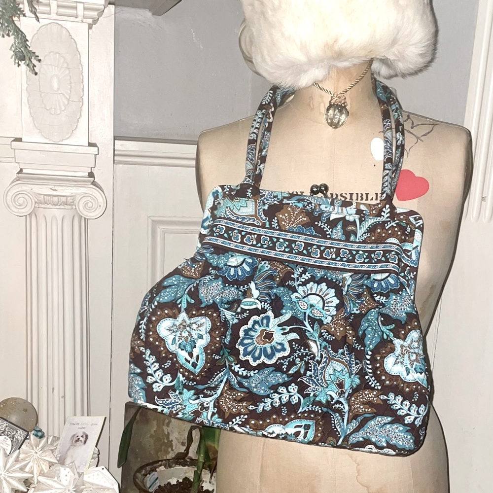 Vera Bradley Bags | Vera Bradley Java Blue Alice Shoulder Bag | kiss lock